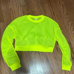 ALO Row Mesh Electric NEON Long Sleeve Mesh Cropped Top